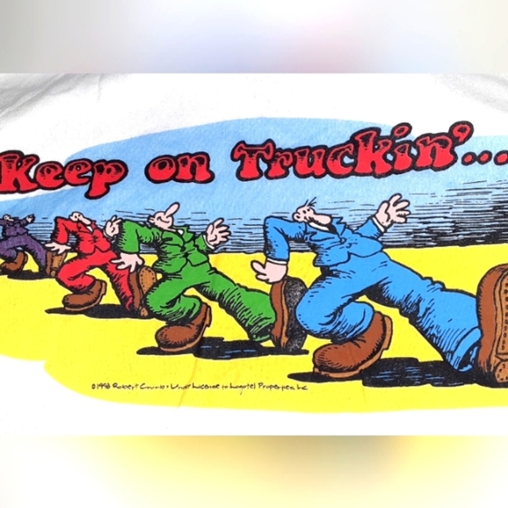 R.Crumb "Keep on truckin' " tshirt,art,vintage,rare,hard to find,XL,new/oldstock